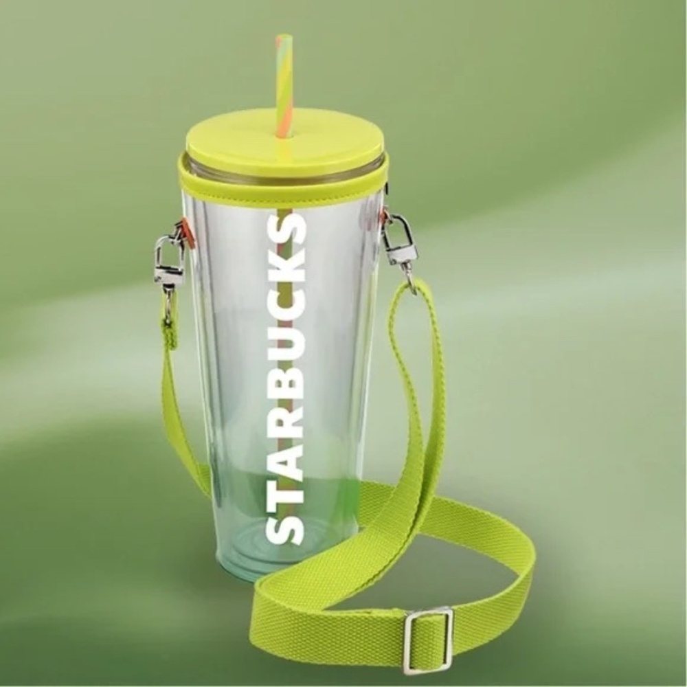 Starbucks Tumbler 24 oz Lime Green Cold Cup & Carry Case Tumbler NWT - Picture 5 of 5